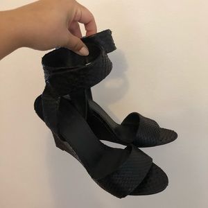 Celine python snakeskin black wedges size 37
